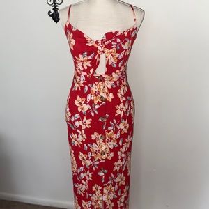 MIMI CHICA Floral Button Front Midi Dress